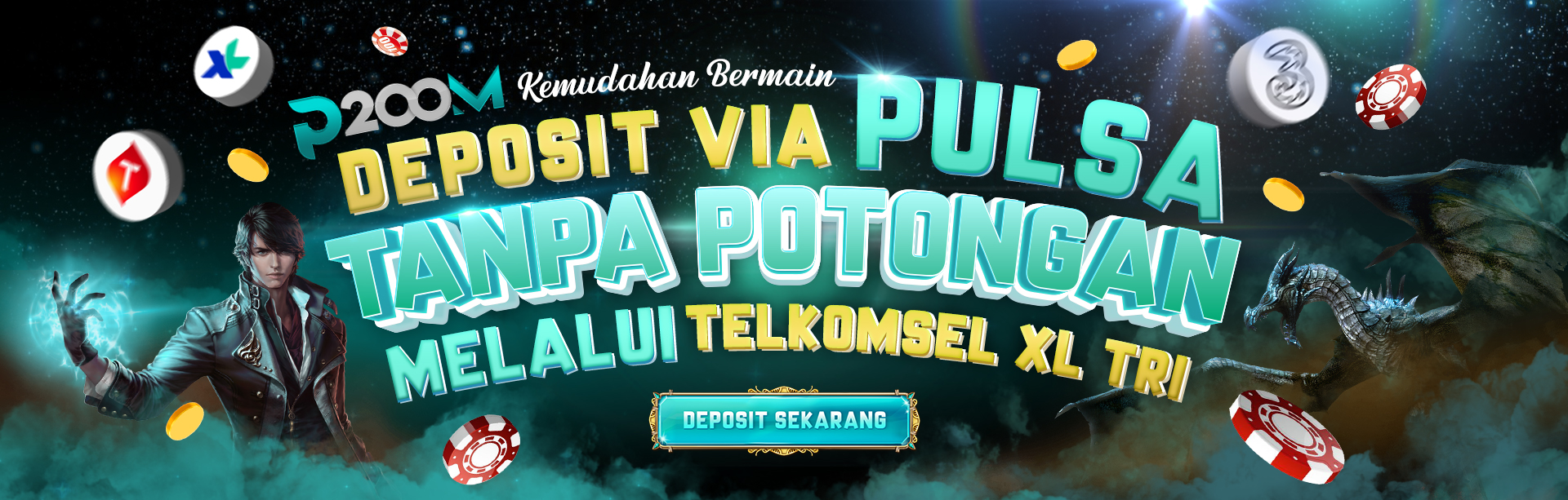 DEPOSIT VIA PULSA TELKOMSEL XL DAN TRI TANPA POTONGAN